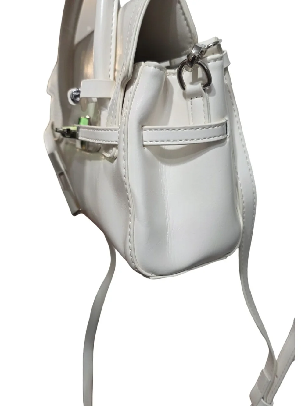 White Top-Handle Leather Satchel Hermes